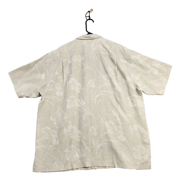 Tommy Bahama Shirt Mens XL Beige 100% Silk Short Sleeve - Picture 14 of 16